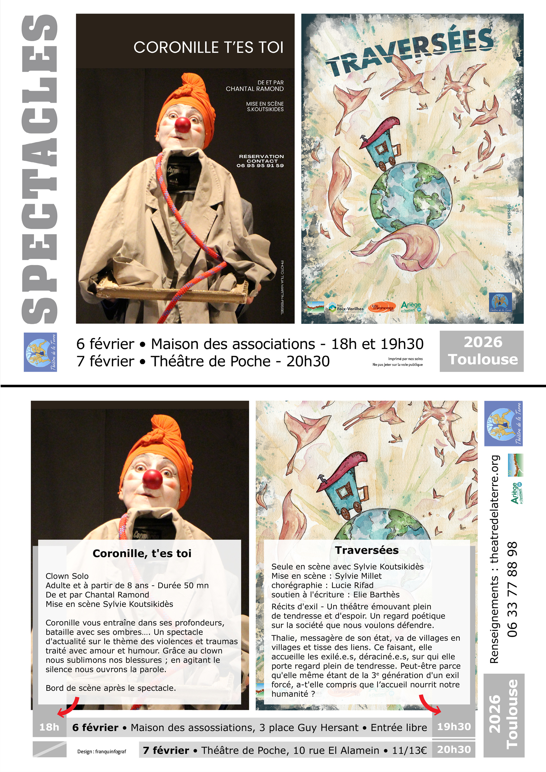 1 soirée 2 spectacles compagnie théâtre de la terre. ariège .